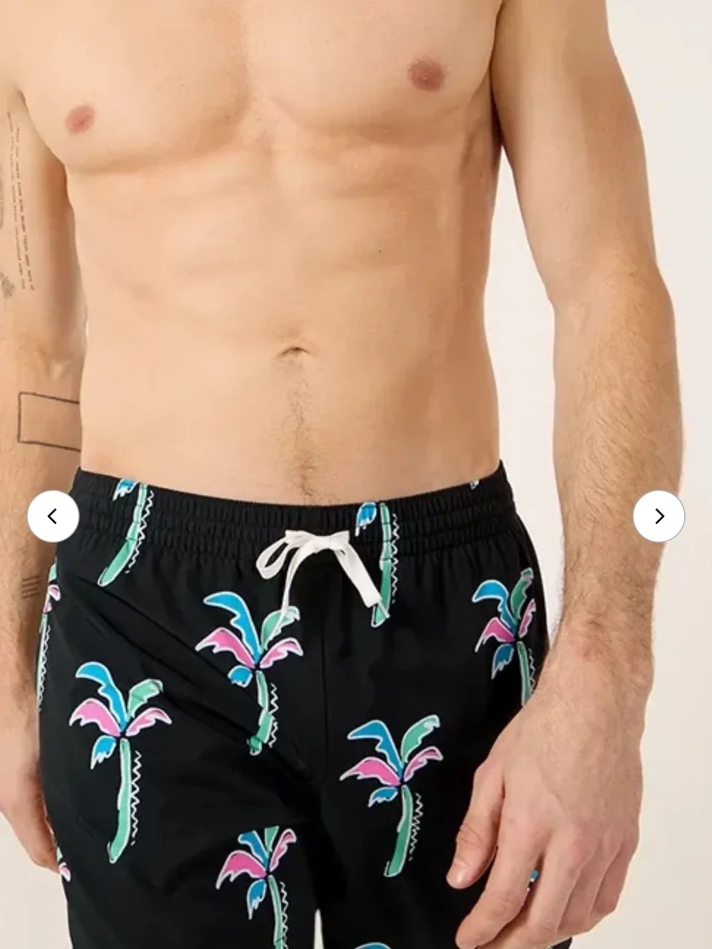 chubbies Black Swim Trunks with Blue, Pink & Teal Palm Print